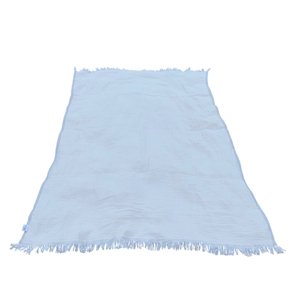 Piscatextil Cotton Gauze Throw Blanket 51x71 Cream Good Fringed Made in Portugal